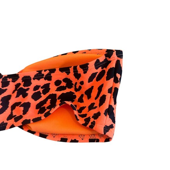 Cabana Del Sol Neon Orange Animal Print Bikini Top Strapless Swimsuit Small NWT - Picture 7 of 9
